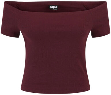 urban classics Dames geribd off shoulder t-shirt (set van 2) Rood - XS