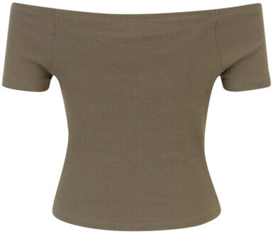 urban classics Dames geribd off shoulder t-shirt (set van 2) Wit - L