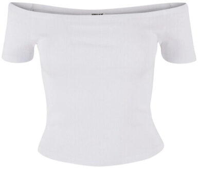 urban classics Dames geribd organic cotton off shoulder top (set van 2) Wit - L