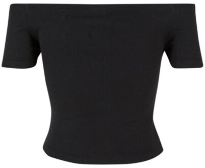 urban classics Dames geribd organic cotton off shoulder top (set van 2) Zwart - XL