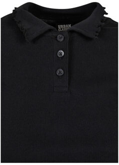 urban classics Dames geribd poloshirt Zwart - S