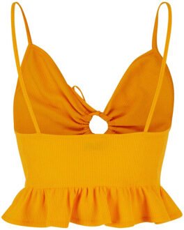 urban classics Dames gerimpelde wafel piqué top Oranje - XL