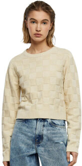 urban classics Dames geruit gebreid sweatshirt Beige - XXXL