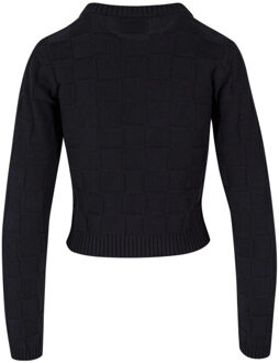 urban classics Dames geruit gebreid sweatshirt - maat XS Zwart