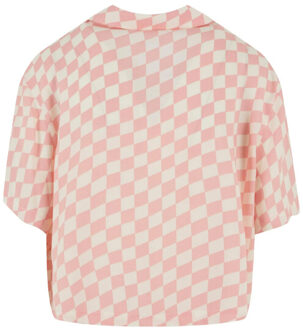 urban classics Dames geruit viscose overhemd - maat XL Roze
