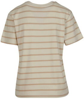 urban classics Dames gestreept boxy t-shirt Beige - S