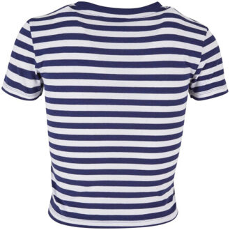 urban classics Dames gestreept kort t-shirt - maat XXL Wit