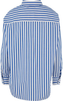 urban classics Dames gestreept relaxed fit overhemd Wit - M