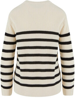urban classics Dames gestreepte geribde trui Wit - XS