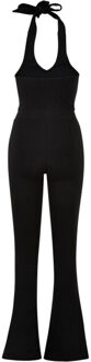 urban classics Dames interlock stretch halter hals jumpsuit - maat XS Zwart