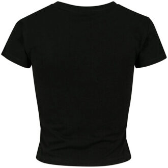 urban classics Dames jersey stretch crop t-shirt Zwart - 4XL