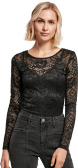urban classics Dames kanten bodysuit met lange mouwen - maat XL Zwart