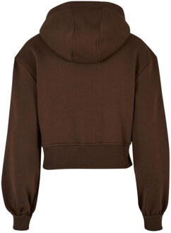 urban classics Dames korte oversized hoodie met volledige ritssluiting Bruin - 4XL