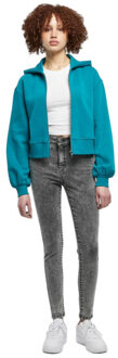 urban classics Dames korte oversized hoodie met volledige ritssluiting Groen - 4XL