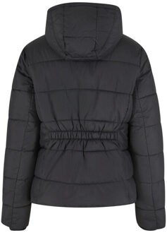 urban classics Dames korte pufferjas met capuchon Zwart - S