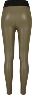 urban classics Dames legging hoog taille leer - maat M Groen