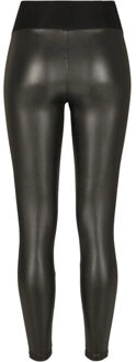 urban classics Dames legging hoog taille leer Zwart - S