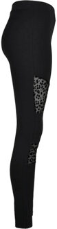 urban classics Dames legging met vlokjesprint mesh insert Zwart