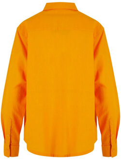 Urban Classics Dames linnen oversized shirt - maat S Oranje