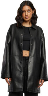 urban classics Dames mantel van imitatieleer Zwart