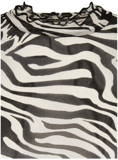 urban classics Dames mesh schildpadhals top met all-over print en lange mouwen - maat XXXL Wit