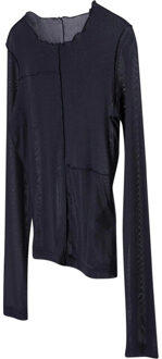 urban classics Dames mesh top met lange mouwen - maat L Zwart