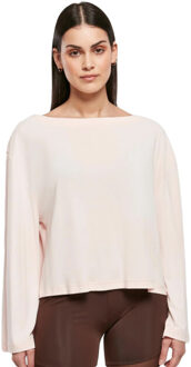 urban classics Dames modal boothals t-shirt met lange mouwen - maat L Roze