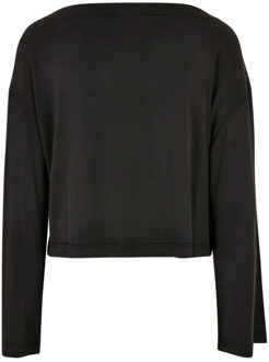 urban classics Dames modal boothals t-shirt met lange mouwen Zwart - 4XL