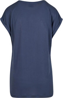 urban classics Dames modal verlengd schouder t-shirt - maat S Blauw