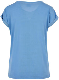 urban classics Dames modal verlengd schouder t-shirt - maat XS Blauw