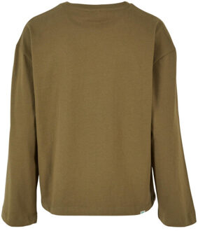 urban classics Dames organic cotton oversized t-shirt met lange mouwen Grijs