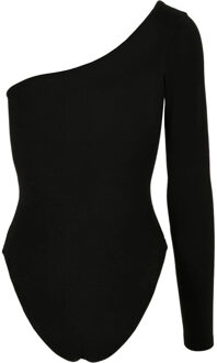 urban classics Dames organische asymmetrische bodysuit met één mouw - maat XS Zwart