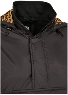 urban classics Dames pull over jas met luipaardprint Zwart - XS