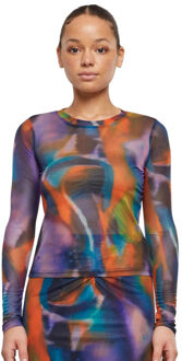 Urban Classics Dames reflection mesh top met lange mouwen Veelkleurig - S