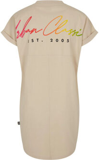 urban classics Dames regenboog t-shirt jurk Beige - L