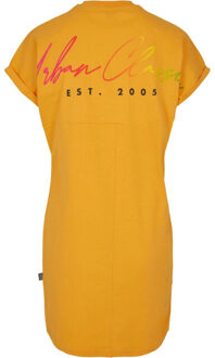 urban classics Dames regenboog t-shirt jurk Oranje - XXL