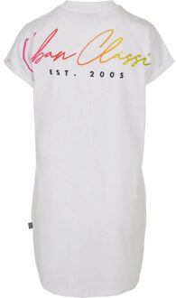 urban classics Dames regenboog t-shirt jurk Wit - 4XL