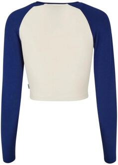 urban classics Dames retro organic crop t-shirt met lange mouwen Blauw - XS