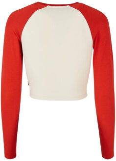 urban classics Dames retro organic crop t-shirt met lange mouwen - maat 4XL Beige