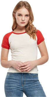 urban classics Dames retro stretch t-shirt met korte mouwen Beige - 4XL