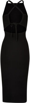 urban classics Dames rib gebreide kruis rug midi jurk - maat XXL Zwart
