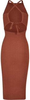 urban classics Dames rib gebreide kruis rug midi jurk Rood - XXL
