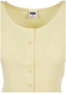 urban classics Dames ribbed button-down crop top Geel - XXXL