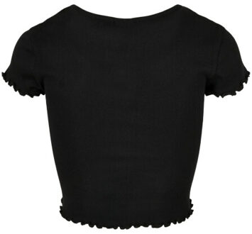 urban classics Dames ribbed button-down crop top - maat M Zwart