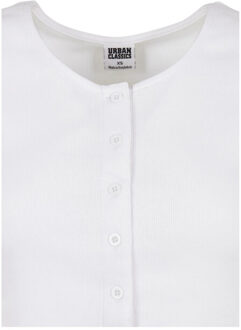 urban classics Dames ribbed button-down crop top Wit - XL