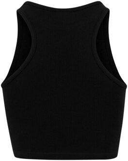 urban classics Dames ribbed crop top Zwart - 4XL