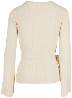 urban classics Dames ribbed fijngebreid wrap vest - maat XXL Beige