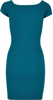 Urban Classics Dames ribbed off shoulder dress Groen - M