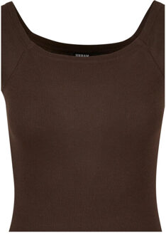urban classics Dames ribbed off shoulder dress - maat 4XL Bruin