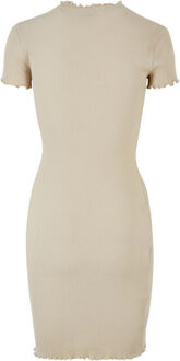 urban classics Dames ribbed t-shirt jurk - maat S Beige